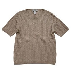 Sutton Studio Silk Cashmere Cable Knit Sweater Size Large Brown